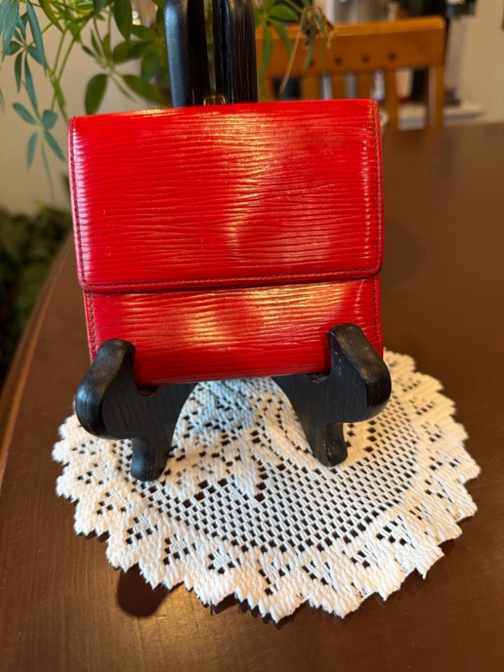 Red Textured Compact Wallet